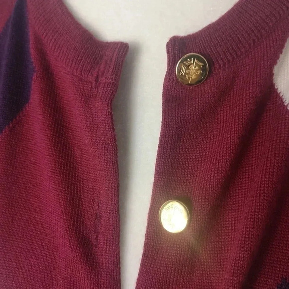 Vintage Pringle of Scotland Argyle cardigan burgundy - Picture 4 of 10